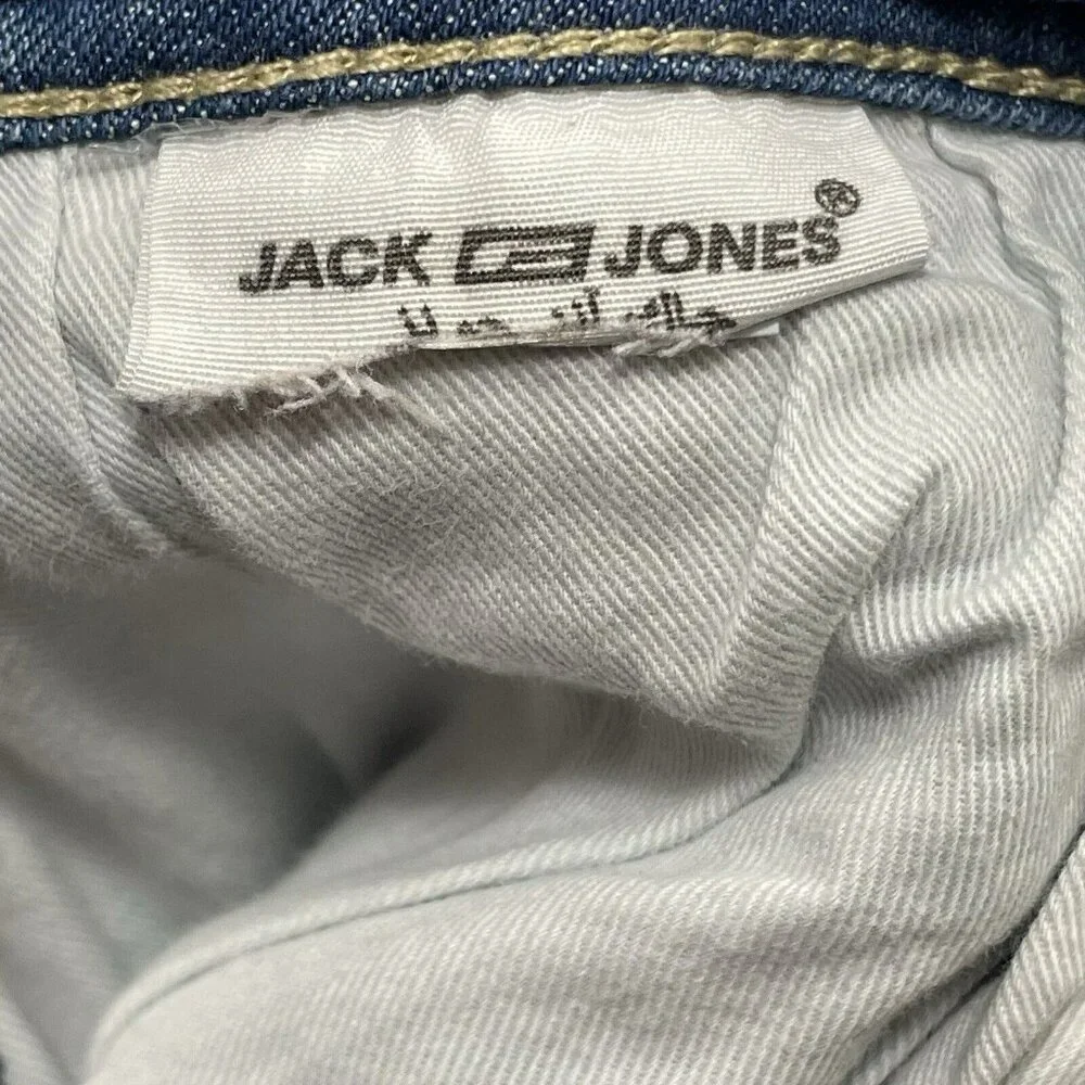Jack Jones Slim Fit Tim Skinny Jeans Men Sz 33x32 Button Fly Moto Biker Classic - Picture 8 of 13